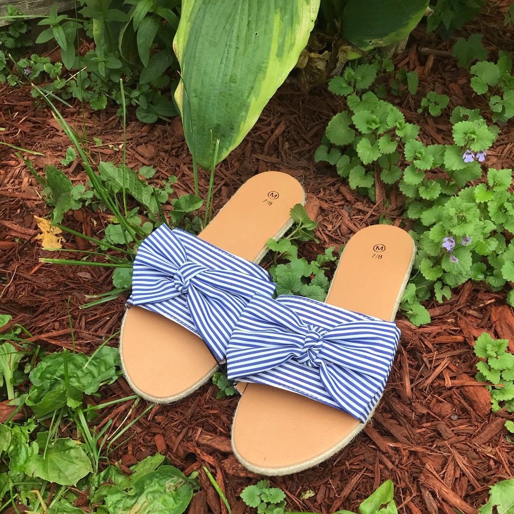 Striped Bow Sandals